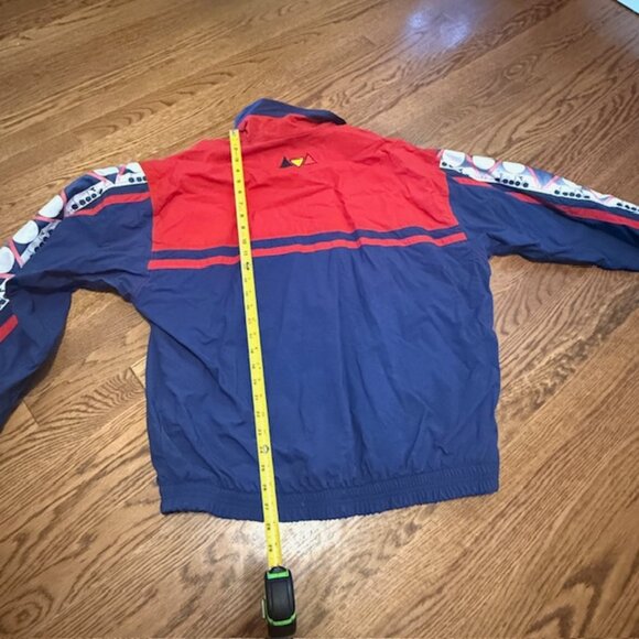 Vintage Diadora Jacket Windbreaker XL Training Soccer Red Blue URBSFA KBVB Coat - Picture 7 of 9